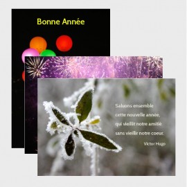 3 cartes "Bonne Année" + enveloppes