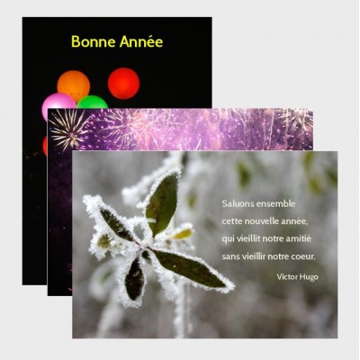 3 cartes "Bonne Année" + enveloppes